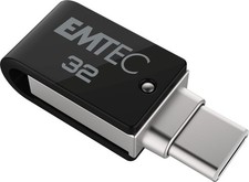 Emtec 64GB USB 3.2 Flash Drive T260C Dual - USB-A  C, 2 in 1 OTG, Black 32GB