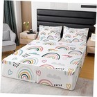 Size Rainbow Bed Skirt,Multicolor Soft Pleated Bedskirt for Kids Queen Multi 06