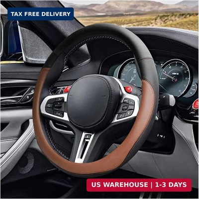 LAINLOY 14.5''-15'' Car Steering Wheel Cover, Microfiber Leather Cover, Anti-Slip
