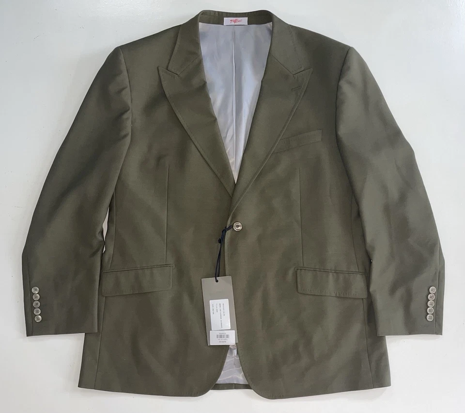 Nuevo con etiquetas Traje de 3 piezas de lana italiana Tiglio Rosso Luxe verde oliva de vacaciones para hombre talla 48 x 42 Foto 3 de 4