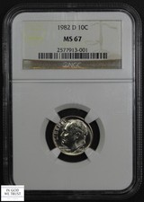 1982 D Roosevelt Dime 10C NGC MS 67