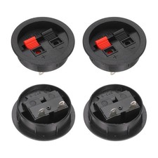 WP2-9B 2 Way Black Red Round Speaker Box Terminal Clip, Pack of 4