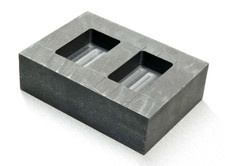 Graphite Ingot Mold 100 Gram 2 Cavity Machined Make Gold Silver Bars Melting Kit