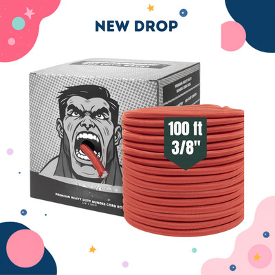NEW 3/8'' x 100ft Heavy Duty Bungee Cord Roll 426 LBF UV Resistant Cargo Tie Down