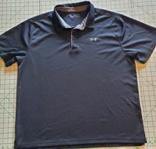 Under Armour Men's 2XL Black HeatGear Loose Fit Performance Golf Polo Shirt logo