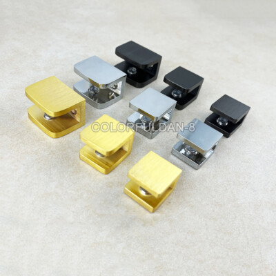 8PCS Adjustable Brass Glass Clamp Clip Brushed Gold Shelf Bracket Holder Support