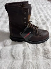 Wolverine Mens Herrin Kiltie Lacer 8" Leather Work Boots  W08394 Brown Size 10