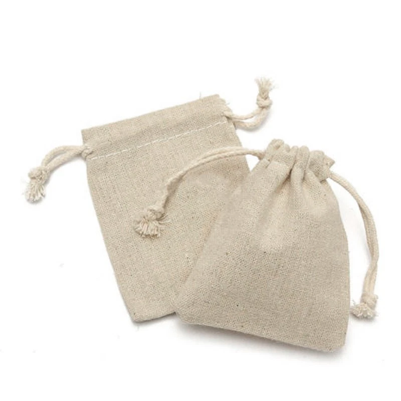 50 *Small Bag Natural Linen Pouch Drawstring Burlap Jute Sack Jewelry Bags  Gift