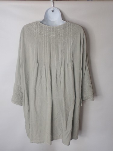 Solitaire Boho Embroidered Tunic Top 3/4 Sleeve Tassel Pintuck Embroidered 1X - Picture 6 of 8