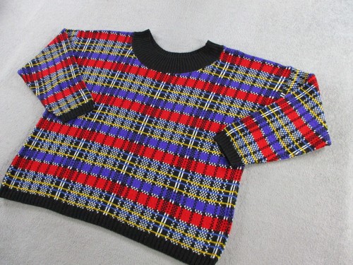 VINTAGE Jordache Sweater Womens 20 3X Multicolor Acrylic 80s Geometric Print - Picture 2 of 9