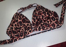 Animal Print Bikini Top Size Halter Tie animal print tan beige XL