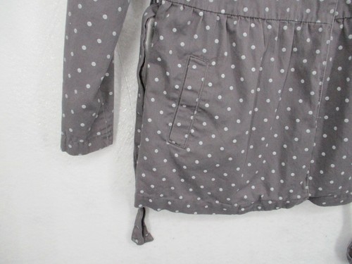 Cherokee Girl Coat Medium Gray Double Breasted Polka Dot Tie Waist Pocket Jacket - Picture 5 of 12