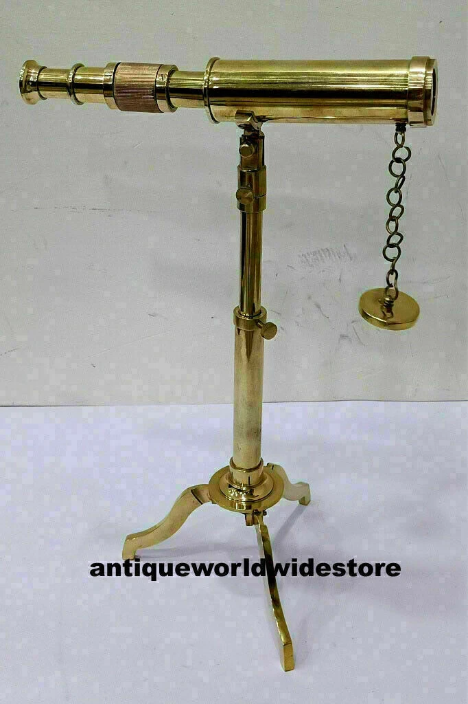 Vintage Brass Telescope Antique collectible Telescope With Nautical Brass  Stand