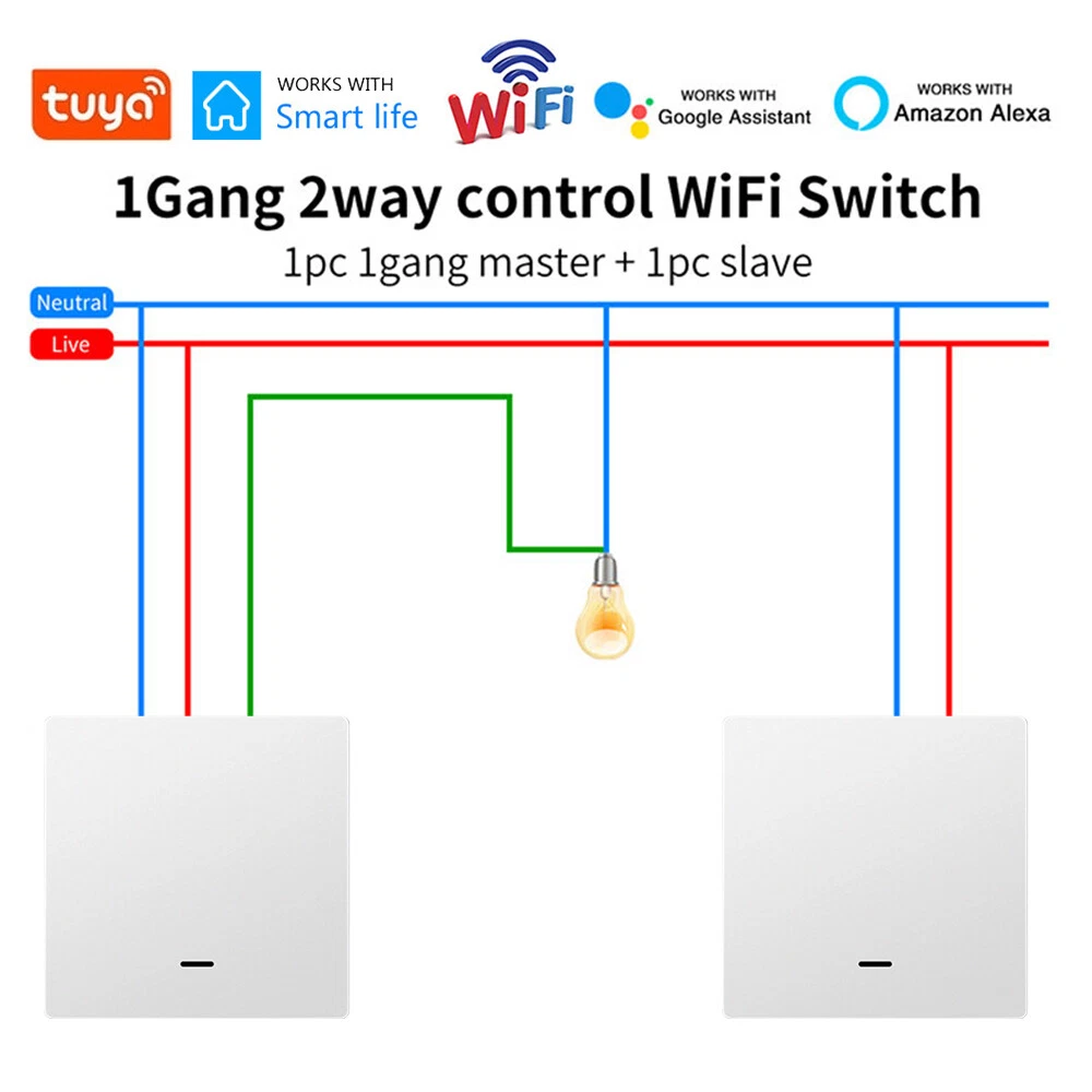 TUYA Smart life APP 1/2/3 Gang Wifi Switch UK Touch Dimmer Light Control f  Alexa