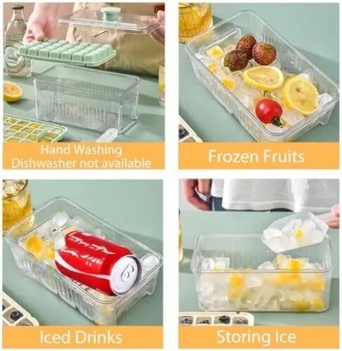 Mini Eiswürfelschalen für Gefrierschrank, Eiswürfelform mit Deckel und Eimer, 2er Pack 56 Stück S - Bild 7 von 12