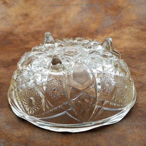 McKee Toltec Footed Clear Glass 7" Bowl #12 Gold Trim Antique 1904-1910 EAPG - Picture 5 of 8