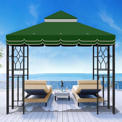 Elegant 10x10 Double Roof Canopy Cover - Green with Lace for Outdoor Gatherings - Afbeelding 7 van 9