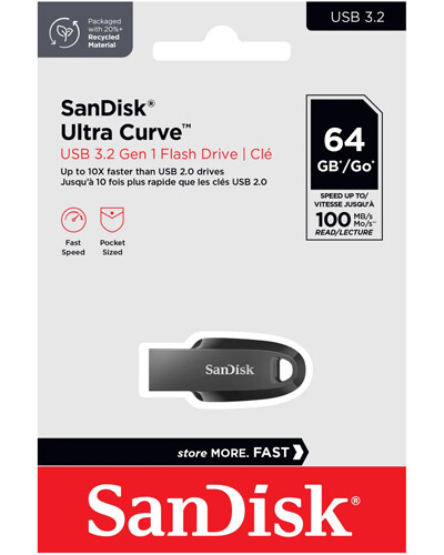 SANDISK ULTRA CURVE 512GB 256GB 128GB 64GB 32GB USB 3.0 Flash Drive 100MB/s LOT - Picture 8 of 9