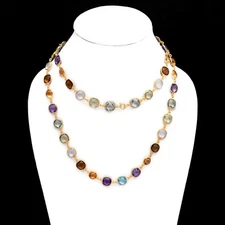 925 Sterling Silver Amethyst Chain,Citrine Bezel Chain,Quartz Chain,Bezel Chain