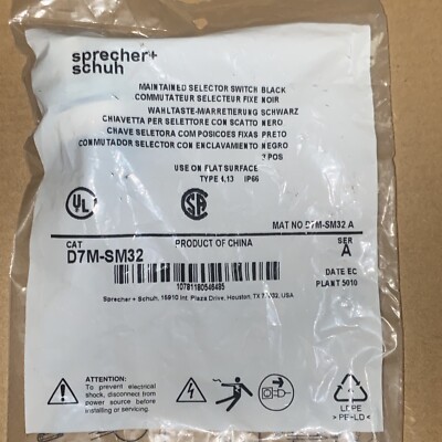 NEW SPRECHER+SCHUH D7M-SM32 A SWITCH OPERATOR New Sealed