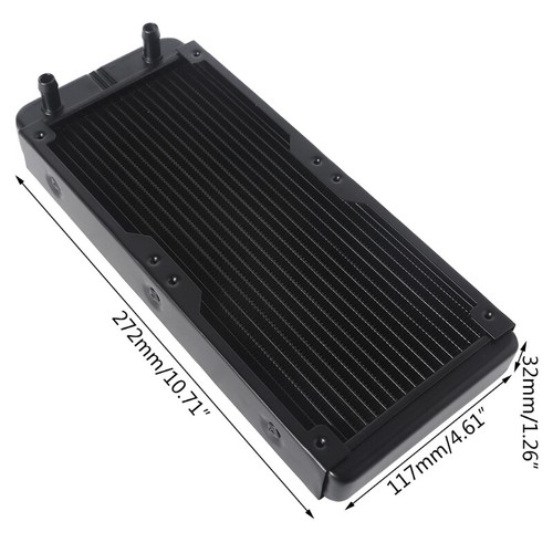 Aluminum Radiator CPU Water Cooling Heat Exchanger with 1/4 inch Thread 18 Tubes - Photo 8/8