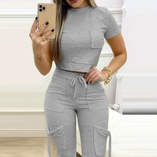 Womens Ladies Short Sleeve Summer Lounge Wear Tracksuit Set Casual Two Piece New - Picture 4 of 22