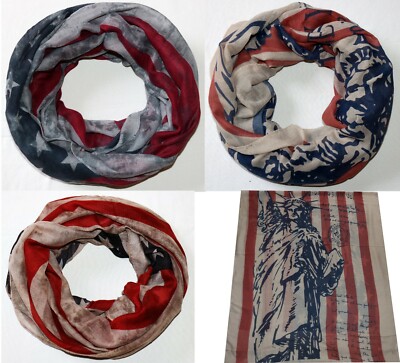 Halstuch Loop USA Stars Stripes Schal Tuch Schlauchschal Freiheitsstatue NYC
