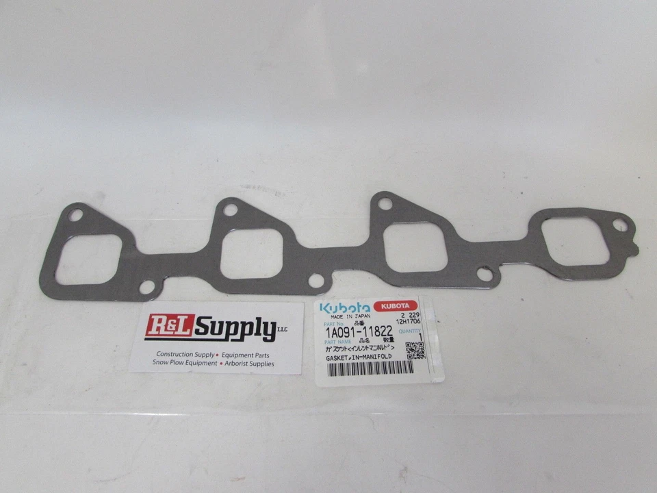 GENUINE KUBOTA 4 CYLINDER INTAKE MANIFOLD GASKET PART # 1A091-11822 - V2203