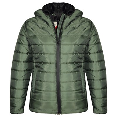 Kids Boys Jackets Designer Olive Foam Padded Puffa School Warm Thick Coats 3-1