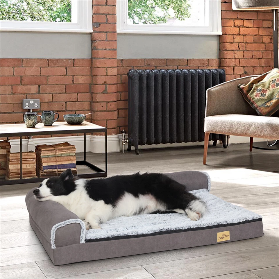 L-Shape Orthopedic Dog Bed Waterproof Bolstered Strong Support Dog Couch Bed Mat - image 2 of 4