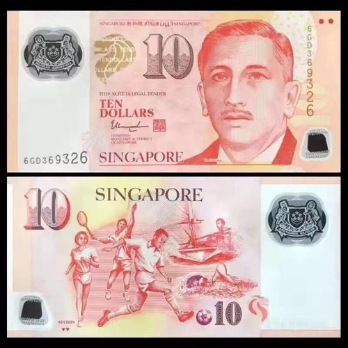Banconota 10 Dollari Singapore 2004-2023 P 48 Polimero UNC NUOVA - Foto 1 di 2