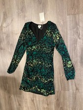 A New Day Womens Ruched Front Floral Bodycon Dress, Black/Green Size XS