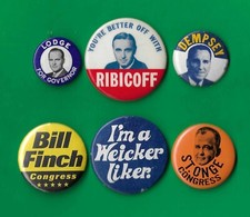 1950-96(Lot of 6) Connecticut Governor & Congressional Campaign Buttons(Pin01)