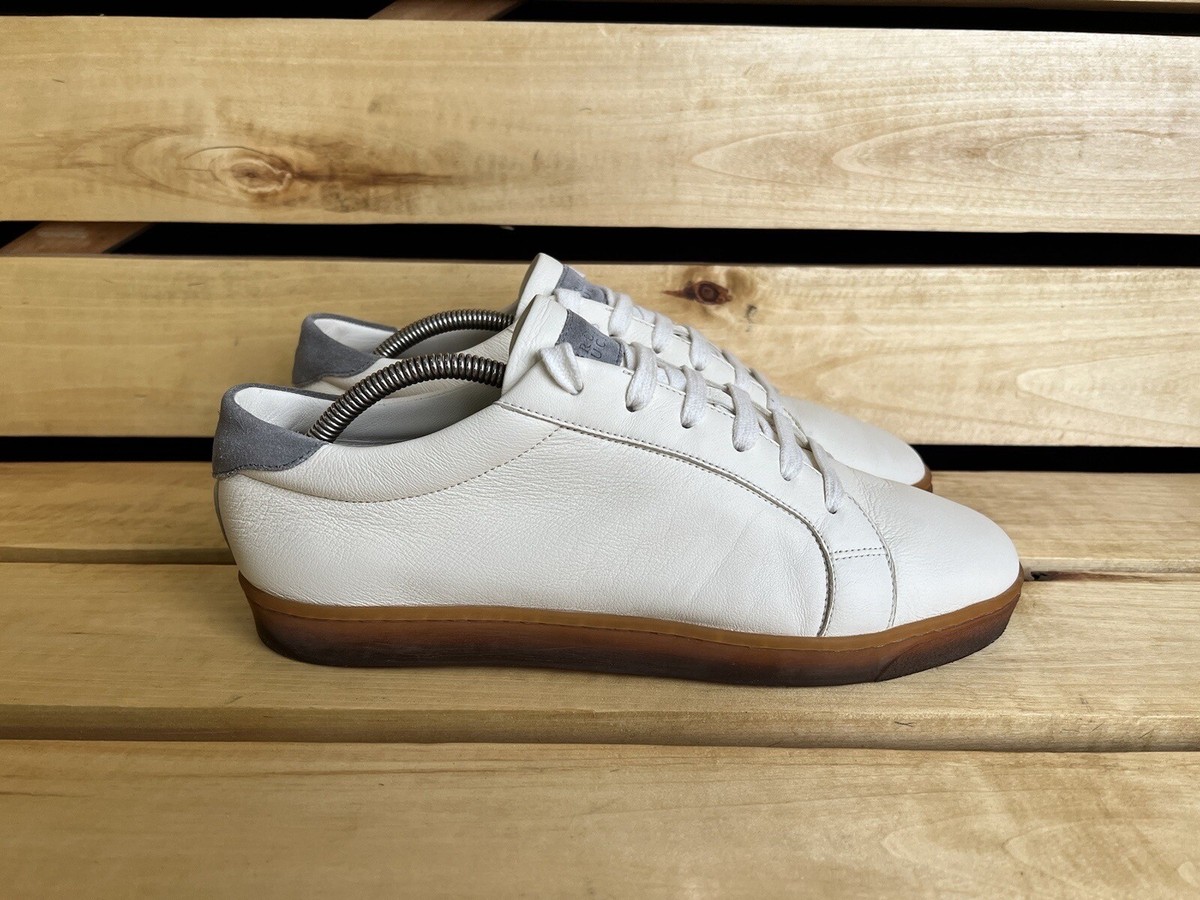 【関税&送料込】Brunello Cucinelli Sneaker In Pelle Brunello Cucinelli White Sneakers Mens Leather Shoes Sz. UK