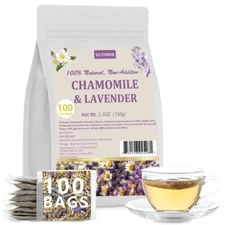 Chamomile & Lavender Tea 100Bags Stress Relief & Caffeine Free & 100% Natural