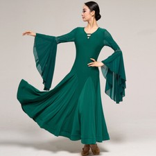 Latin Ballroom Dance Dress Modern Salsa Waltz Standard Long Dress Q192 3 Colors