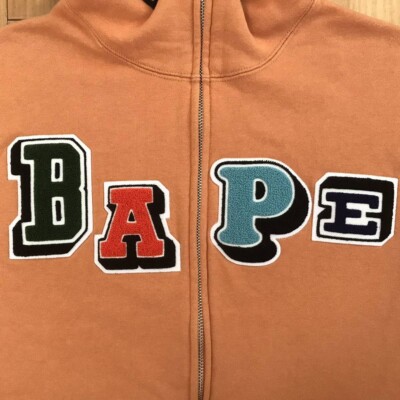 BAPE logo multi fonts Shark full zip hoodie Orange A Bathing