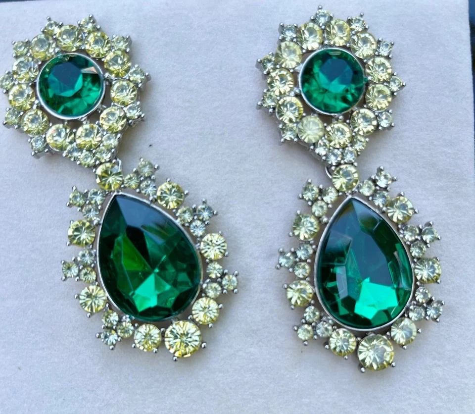 Ohrhänger Anna dello Russo x HM grün Strass Limited Edition Full Set SOLD OUT  - Bild 4 von 4