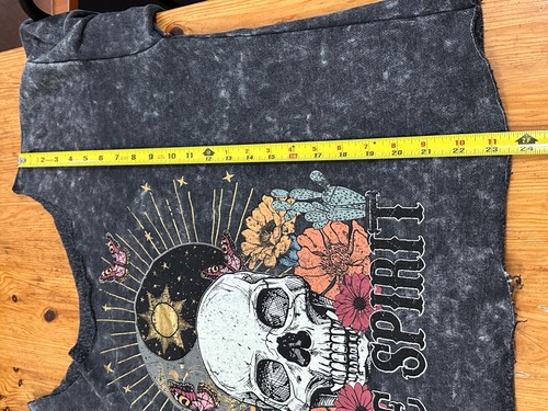 Women Sweatshirt Skull Gothic Moon Sun Mystical Gray Tie Dye Free Spirit size XL - Picture 3 of 8