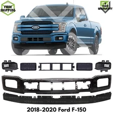 Front Bumper Face Bar Primed Steel & Fog Lights Kit For 2018-2020 Ford F-150