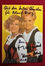 Autografy Maria & Margot Hellwig, kolorowa karta ze zdjęciem, rozmiar pocztówki
