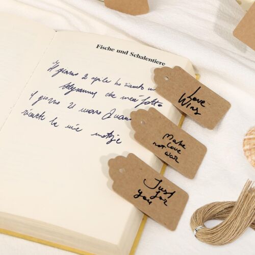 150PCS Kraft Paper Tags with Strings, Small Gift Tags Brown Hanging Labels for - Picture 3 of 9