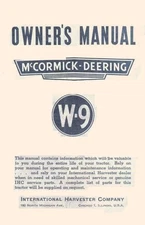 McCORMICK DEERING FARMALL W-9 Operators Manual W9