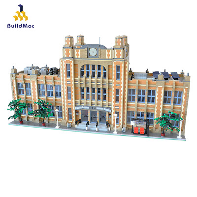 Modubrix Mocs Building Blocks Modular School w/ Interior Sets  Bricks Toys Kits
