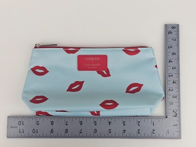 Clinique Kate Spade Light Blue Red Lips Kiss Print Makeup Cosmetic