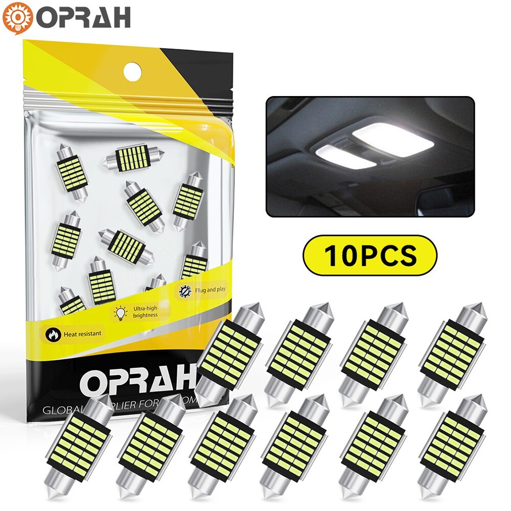 10PCS 31mm 3014 Super Bright White LED Car Interior Dome Light Festoon Bulbs 12v