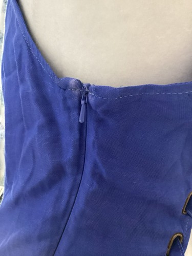 Maeve Elseby Lace Up Midi Blue Sleeveless Dress Linen Blend S - Picture 6 of 9