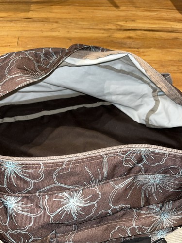 Vintage Jansport Seesack braun blau Blumen Reisen über Nacht 23" x 14" x 10" - Bild 6 von 7