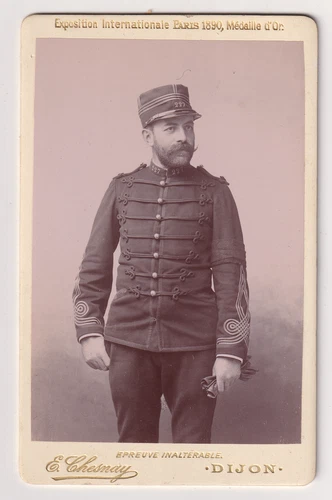 CDV Chesnay in Dijon -MILITARY officer 227th - vintage print c.1890