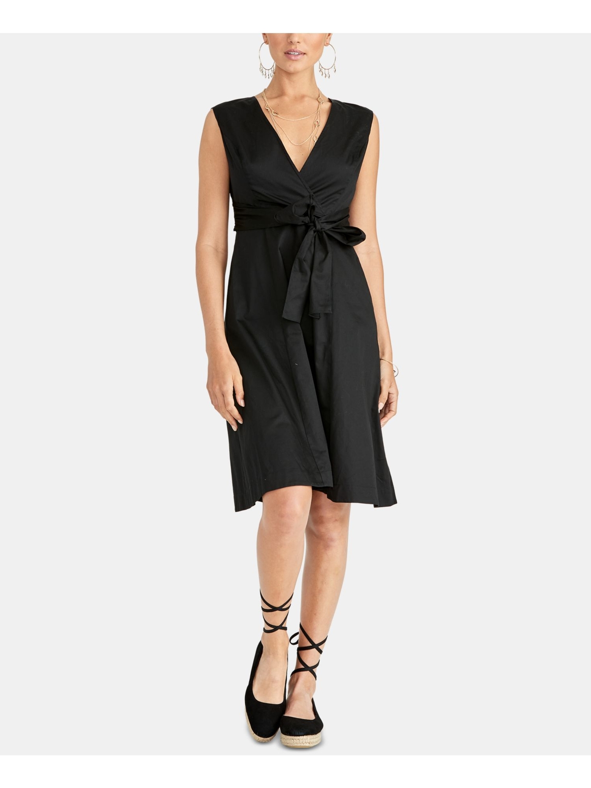 RACHEL ROY Womens Black Sleeveless Fit + Flare Dress Size: 10